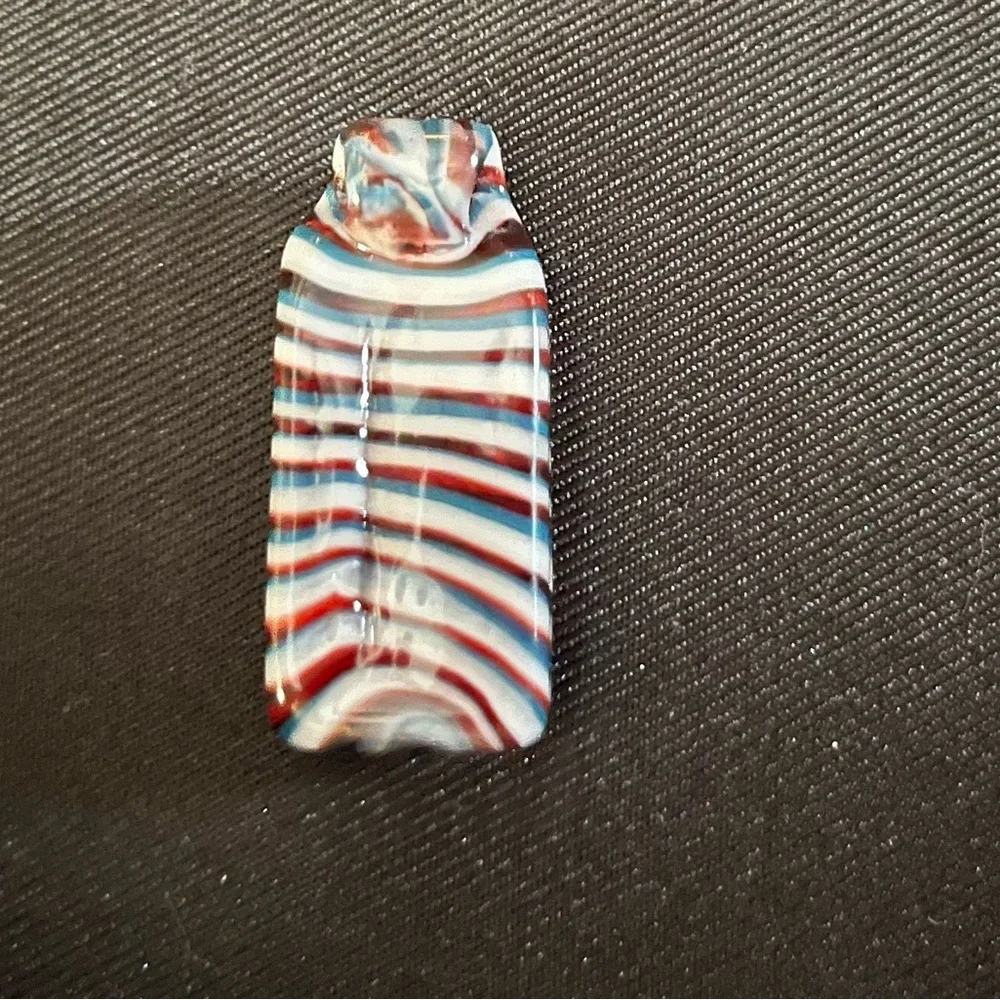 Vintage Striped Glass Pendant in White, Blue & Red
